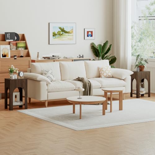 Veegle Arched Side Table, Small End Table with Storage Shelf, Small Coffee Tables for Living Room Bedroom (Walnut Brown)