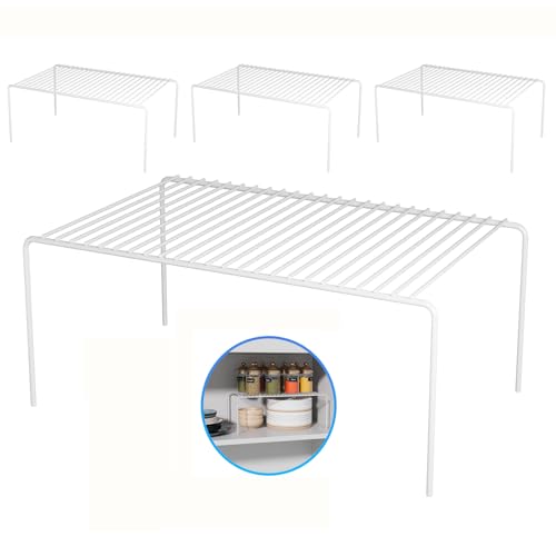 4Pack Cabinet Storage Shelf Rack, 15.7''L x 9.4''W x 5.9''H, White | Spice Rack, Rustproof Metal Wire Kitchen Counter Organizers and Storage, for Cabinet, Plate, Dish, Pantry, Bathroom, Fridge - size: 4Pack-White-15.7 x 9.4 inch