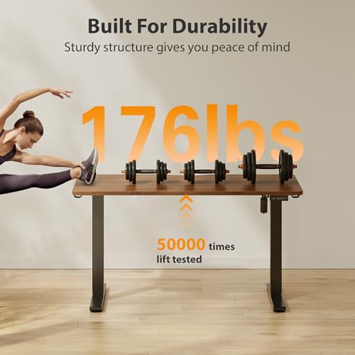 Cubiker Standing Desk, 63x28 Inches Sit Stand Home Office Desk, Electric Stand up Desk, Adjustable Desk with Splice Board, Black Frame/Black Walnut Top - color: Black Walnut, size: 63x28