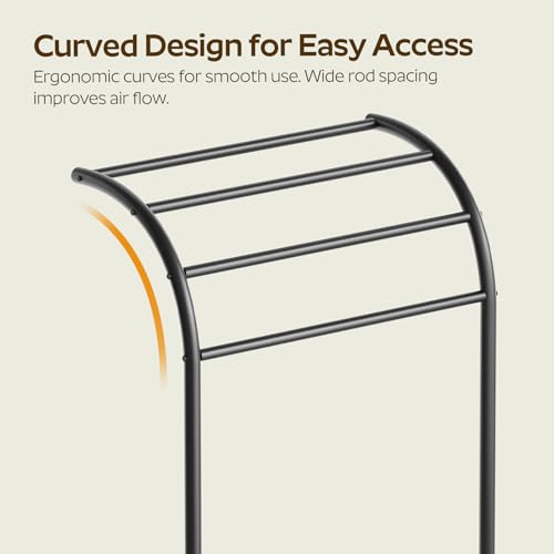 YATINEY Free Standing Towel Rack, 4-Tier Blanket Rack for Bathroom, Pool Towel Stand Display and Drying Rack, Modern Towel Blanket Storage Organizer, Black CJ07BK - color: Black