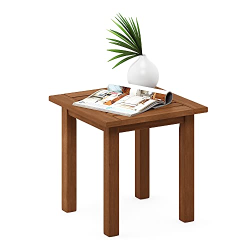 Furinno FG18506 Tioman Hardwood Patio Furniture Outdoor End Table, Natural - color: Natural, size: 17.5"D x 17.7"W x 17.3"H