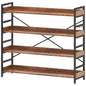 HCHQHS 4 Tier Bookshelf, Adjustable Industrial Bookcase, Vertical Tall Book Shelf, Wood and Black Metal Open Bookshelves for Home Office, Living Room, Bedroom - color: Rustic Brown, size: 4-Tier (47"W x 44"H)