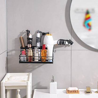 VITVITI Metal Hair Tool Organizer Wall Mounted, Hair Dryer Holder Basket Storage, Bathroom Sink Organizer Countertop for Vanity Makeup Brush/Hair Straightener/Styling Tools, Matte Black, Stand - style: B Black