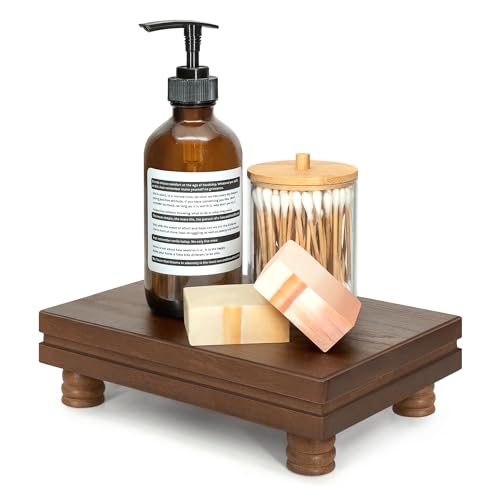 EOSAHR Wood Riser for Decor: Display Stand for Rustic Room Decor, Brown | Pedestal Stand, Small Coffee Table, Sink Sponge Holder, Kitchen Decor for Counter, Perfect for Home Decor, Home Improvement - color: Brown