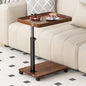 C Shaped Side Table with Wheels, Adjustable Height C Shaped End Table for Couch, 360°Swivel Side Tables that Slide Under, Rolling Small Coffee C Table End Table for Sofa/Bed/Bathtub (Brown)