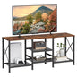 JARHETUN TV Stand for 55 Inch TV, Entertainment Center with 3-Tier Open Shelves, TV Console Table for Living Room, Bedroom, Rustic Brown - color: Rustic Brown