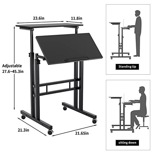 SogesHome Adjustable Laptop Desk Table 23.6inches Portable Laptop Table Computer Stand Desk Cart Tray Table, Black - color: Black-small Size, size: 23.6''
