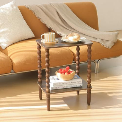 Fultyle Side Tables Set of 2, Small End Table with Storage Shelf, Night Stand Set 2 Bedside Tables for Living Room, Bedroom, Office and Small Spaces (Rustic Brown) - color: Rustic Brown Set of 2