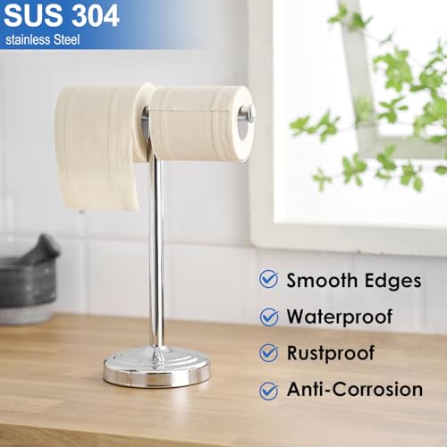 RUMOSE 13 Inch Polished Chrome Towel Stand Hand Towel Holder Bathroom Kitchen Vanity Countertop T-Shape Towel Rack Free Standing Stainless Steel Towel Bar Towel Ring - color: Polished Chrome