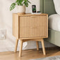Fluted Nightstand with Charging Station, Beveled Edges & Solid Wood Legs, 2 Drawer Night Stand w/Metal Handle, FSC-Certified Wood, 18" Modern Bedside Table End Table for Bedroom,Natural Oak - color: Natural Oak - Beveled Drawer, size: 18"W
