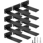 HITOMEN Heavy Duty Floating Shelf Brackets, 5-Inch (1/5'' Thick) Hidden Shelves Hardware, Iron L Brackets, Rustic Industrial Black Metal Wall Shelving Supports, 12 Pack - size: 5 Inch, style: 12 Pack