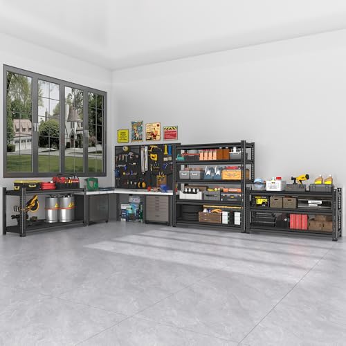 Utility Storage Garage Shelving - 48'' Wide 3000 Lbs Heavy Duty 5 Tier Metal Shelves Adjustable - Freestanding Rack Units for Basement Kitchen Pantry - Black 48" W x 24" D x 78" H - size: 48"Wx24"D-5T-BK