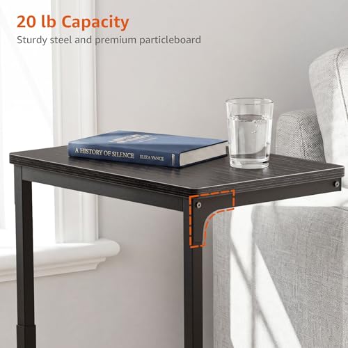 5-Level Adjustable C Side Table - End Table Living Room Bedroom Indoor Small C Shaped Couch Tray Desk, Black - color: Black
