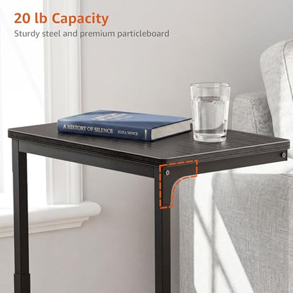 5-Level Adjustable C Side Table - End Table Living Room Bedroom Indoor Small C Shaped Couch Tray Desk, Black - color: Black