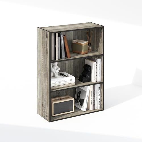 Furinno Simple Book Shelf, 3-Tier Bookshelf, Storage Shelves Bookcase, 9.7 x 23.7 x 31.5, for Living Room, Bedroom, Home Office, French Oak - color: French Oak, size: 3-Tier, Standard