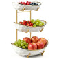 Fruit Bowl for Kitchen Counter - 3 Tier Ceramic Fruit Rack, Fruit Basket for Fresh Fruit&Veggies, Tiered Fruit Platter Serving Trays for Party - color: White-3 Tier