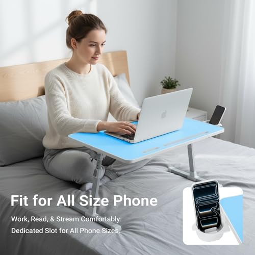 iXTRA Adjustable Laptop Lap Desk with Cooling Fan USB Light for Adults - color: Blue,70x45cm