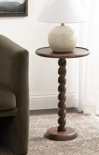 Kate and Laurel Willoughby Modern Wooden Spiraled Round Side Table, 15 x 15 x 24, Walnut Brown, Accent Pedestal End Table with Turned Base for Use as Indoor Plant Stand or Bedroom Nightstand Option - color: Walnut Brown
