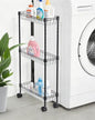Garvee Slim Rolling Storage Cart with Wheels, 3-Tier Metal Utility Cart with Adjustable Shelving Basket, Narrow Corner Organizer for Kitchen Bathroom Laundry Living Room, Black (15.75"X5.91"X31.5") - size: 3 layers