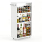 7.7'' Slim Rolling Storage Cart 4 Tier Wood Utility Cart Spice Rack Kitchen | Slide Out Narrow Rolling Cart with Adjustable Shelves,with Handle for Kitchen Laundry Bathroom Small Space - size: 3-Tier