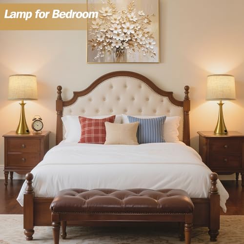 Touch Lamp for Living Room Bedroom, 21" Table Lamps Set of 2 with USB C+A Ports, Touch Bedside Lamps for Nightstand with 3 Way Dimmable, 2 LED Bulbs Included, Gold - color: Gold 2pcs