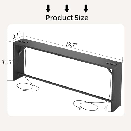 TIQLAB Sofa Table, 79''L x 9.1''W (1.2'' Thickness) Long Console Table Behind Couch, Entryway Table with Angled Metal Frame, Industrial Console Table, Black - color: Black, size: 79''L x 9.1''W x 31.5''H
