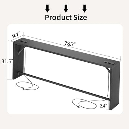 TIQLAB Sofa Table, 79''L x 9.1''W (1.2'' Thickness) Long Console Table Behind Couch, Entryway Table with Angled Metal Frame, Industrial Console Table, Black - color: Black, size: 79''L x 9.1''W x 31.5''H