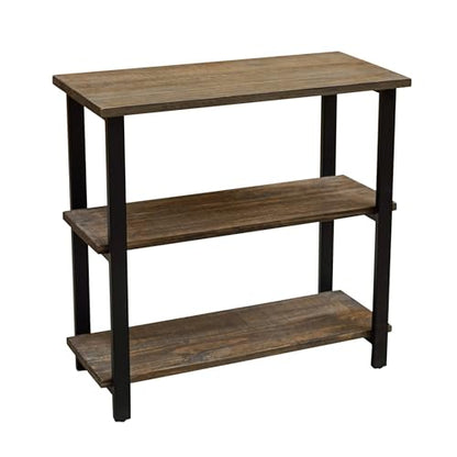 Alaterre Furniture Pomona Living Room 3-Tier Solid Wood Under-Window Bookshelf with Metal Frame – Rustic Industrial Modern Living Room Bookcase (Rustic Brown)