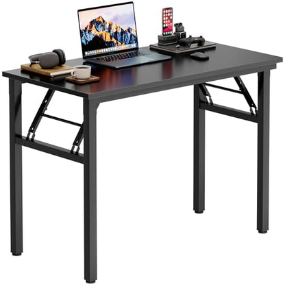 Need Office Computer Desk -35.8 L Sturdy and Heavy Duty Folding Laptop Table,Writing Table/Home Office Desk/Sewing Table, No Assembly Required, Black & Black Frame - color: Black & Black Frame, size: 35.8inch