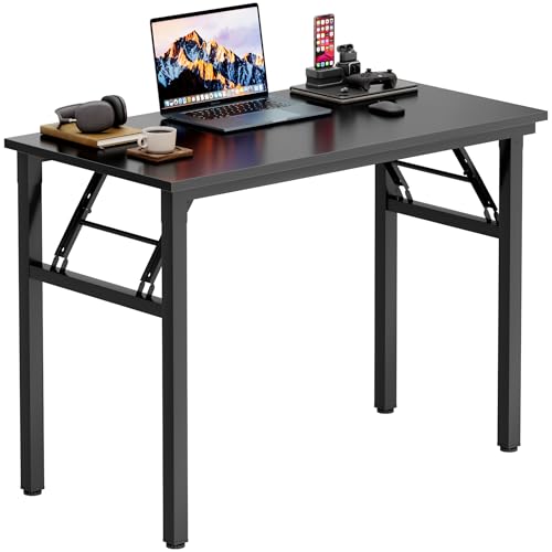 Need Office Computer Desk -35.8 L Sturdy and Heavy Duty Folding Laptop Table,Writing Table/Home Office Desk/Sewing Table, No Assembly Required, Black & Black Frame - color: Black & Black Frame, size: 35.8inch
