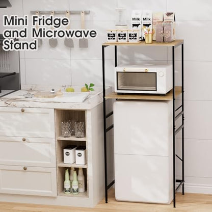 Mini Fridge Shelf Mini Fridge and Microwave Stand Over Mini Fridge Storage Rack Height Adjustable Microwave and Fridge Stand Suitable for Dorm, Kitchens, Offices, Yellow - color: Yellow