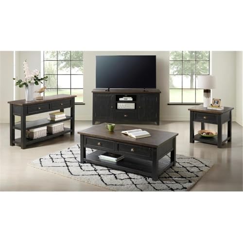 Martin Svensson Home Solid Wood Sofa Console Table, Black with Brown Top - color: Black With Brown Top