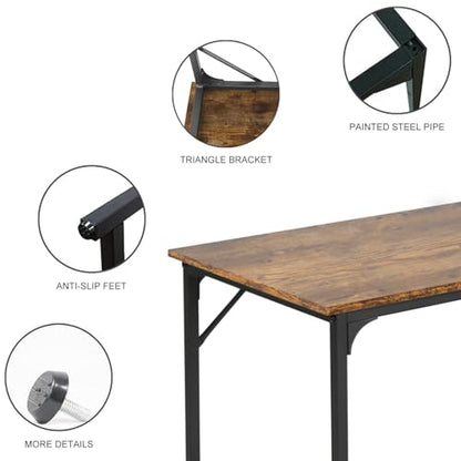 HCY Computer Desk 47 Writing Desk Home Office Study Workstation Modern PC Laptop Sturdy Simple Gaming Desk with Metal Frame（Brown） 47x24x29 - color: Brown, size: 47 inch