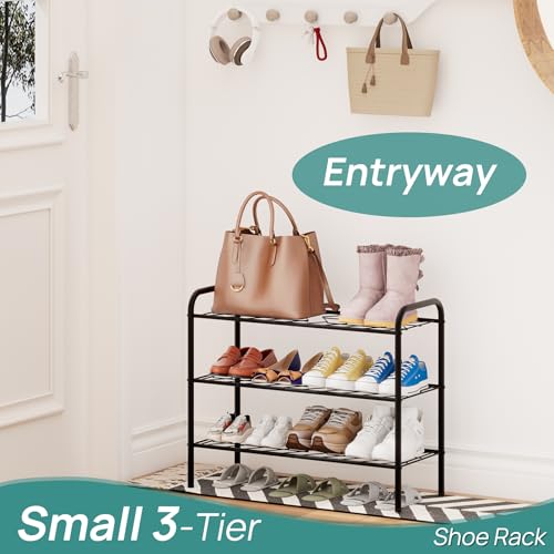 viewcare Shoe Rack for Closet, 3-Tier Small Shoe Rack for Entryway & Garage, Sturdy Metal Construction, Shoe Organizer Holds 6-9 Pairs - size: 3-Tier(M)