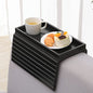 GEHE Bamboo Sofa Arm Tray, Foldable Couch Arm Tray Side Table, Anti-Falling Armrest Tables Cup Holder for Snacks, Drinks, Beers, Phone, Control, Flexible and Portable, Anti-Slip Bottom - color: Black