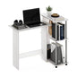 Furinno Abbott Corner Computer Desk with Bookshelf, White Oak/Chrome - color: White Oak/Chrome