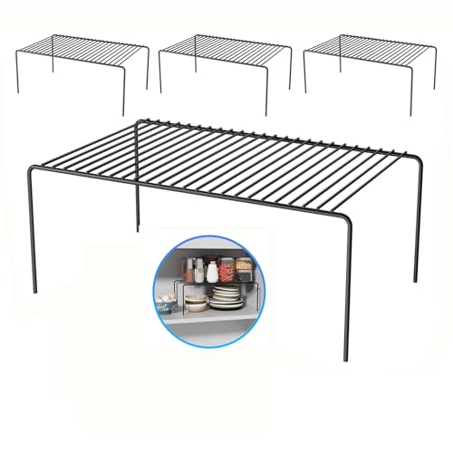 4Pack Cabinet Storage Shelf Rack, 15.7''L x 9.4''W x 5.9''H, Black | Spice Rack, Rustproof Metal Wire Kitchen Counter Organizers and Storage, for Cabinet, Plate, Dish, Pantry, Bathroom, Fridge - size: 4Pack-Black-15.7 x 9.4 inch