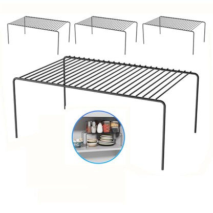 4Pack Cabinet Storage Shelf Rack, 15.7''L x 9.4''W x 5.9''H, Black | Spice Rack, Rustproof Metal Wire Kitchen Counter Organizers and Storage, for Cabinet, Plate, Dish, Pantry, Bathroom, Fridge - size: 4Pack-Black-15.7 x 9.4 inch