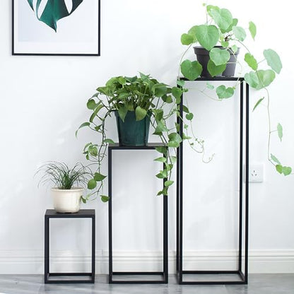 3 Pcs Black Vase for Wedding Centrepieces Metal Flower Stand | Geometric Display Table Column Rack Wedding Flower Stand Tall, 15.7/23.6/31.5in, for Home Birthday Party Decorations