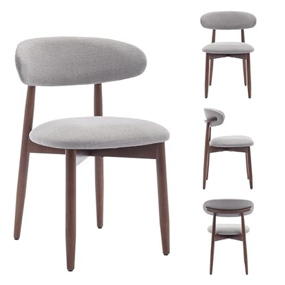 COLAMY Mid-Century Modern Wooden Dining Chair Set of 2, Indoor Upholstered Kitchen Chairs with 2.6" Cozy Padded Seat, Walnut Finish Side Dining Chair, [Gray] - color: Grey, size: 2 Chairs