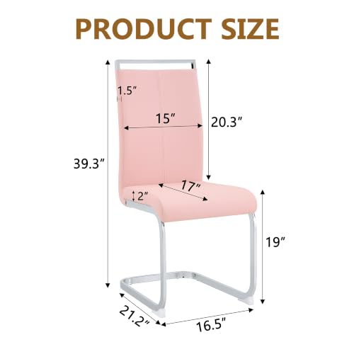 Baysitone Modern Dining Chairs Set of 2, Side Dining Room Chairs, High Back Kitchen Chairs with Faux Leather Padded Seat for Dining Room,Kitchen, Living Room Pink - color: Pink, size: Set of 2