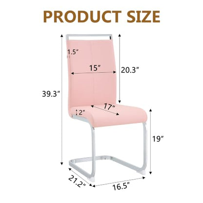 Baysitone Modern Dining Chairs Set of 2, Side Dining Room Chairs, High Back Kitchen Chairs with Faux Leather Padded Seat for Dining Room,Kitchen, Living Room Pink - color: Pink, size: Set of 2