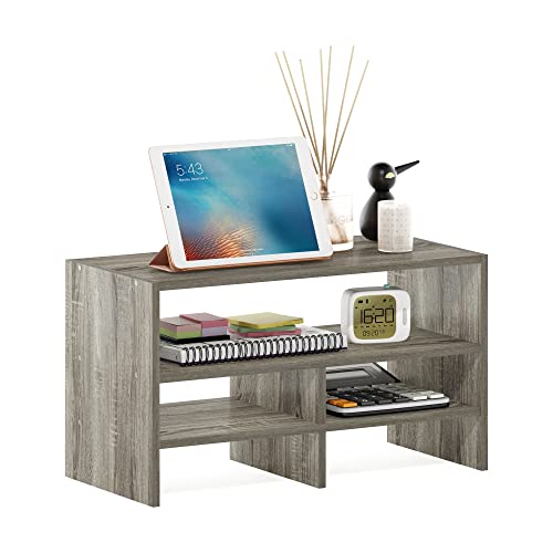 Furinno Hermite Desk Top Organizing Shelf Bookcase, French Oak | Desktop Office Organization Racks with Open Shelves, Desk Top Display Book Shelf, for Paper, Office Supplies, Magazine - color: French Oak, size: 16.4-Inch