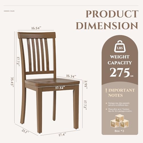 COLAMY Wooden Dining Chairs Set of 6, Farmhouse Dining Room Chairs, Windsor Spindle High Back Side Chairs, Armless Rubberwood Kitchen Table Chairs, Light Brown - color: Light Brown, size: Set of 6