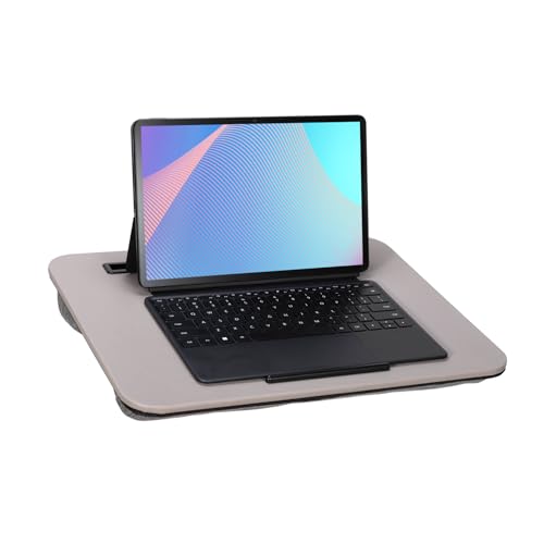 Portable Laptop Desk Fits Up to 16“ Laptops, with Tablet Slot, Built-in Cushion, Great for Home & Office,Lap Desk for Laptop,Lap Desk with Cushion (Gray, Medium) - color: Gray, size: Medium