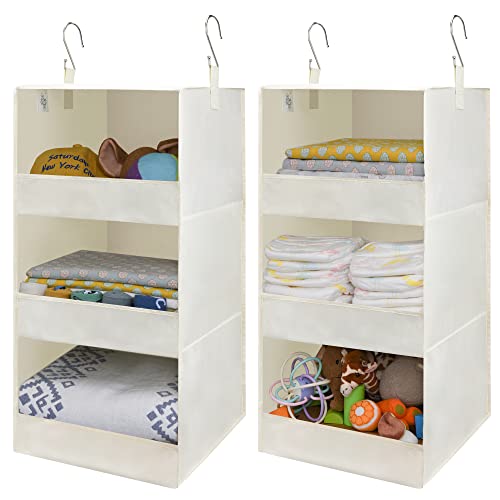 GRANNY SAYS 3-Shelf Hanging Organizer, Foldable Hanging Closet Storage, Closet Shelves Organizer for Camper, Beige, 29 ½" H X 12" W X 12" D, 2-Pack - color: 3-shelf Beige, size: 2-Pack