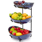 DUJUST 3 Tier Fruit Bowl, Kiln Altered Glaze Ceramic Fruit Stand, Stackable & Easy to Store, Multifunctional Serving Tray for Fruit/Vegetables/Snacks, Microwave & Dishwasher Safe - Dark Blue - color: 3-Tier Dark Blue