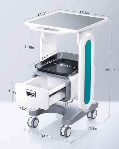 Professional Medical Trolley Cart with Wheels Mobile Ultrasound Cart Beauty Storage Utility Cart Rolling Cart with Drawer for Home Bedroom Salon Lab Hospital Dental Office Clinic