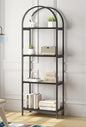 Bookshelf Arched Bookcase, 4 Tier Open Shelves with Metal Frame, Tall Freestanding Display Shelf for Home Office, Living Room,Easy Asssemble, Black - color: Black, size: 4 Tier Arched