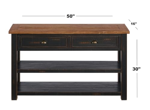 Martin Svensson Home Monterey Solid Wood Sofa Console Table, Black and Honey Brown - color: Black and Honey